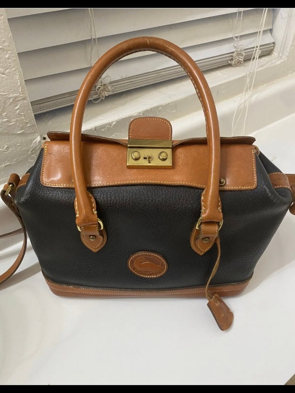 Dooney & Bourke All Weather Leather Doctor Bag Satchel Black & Brown